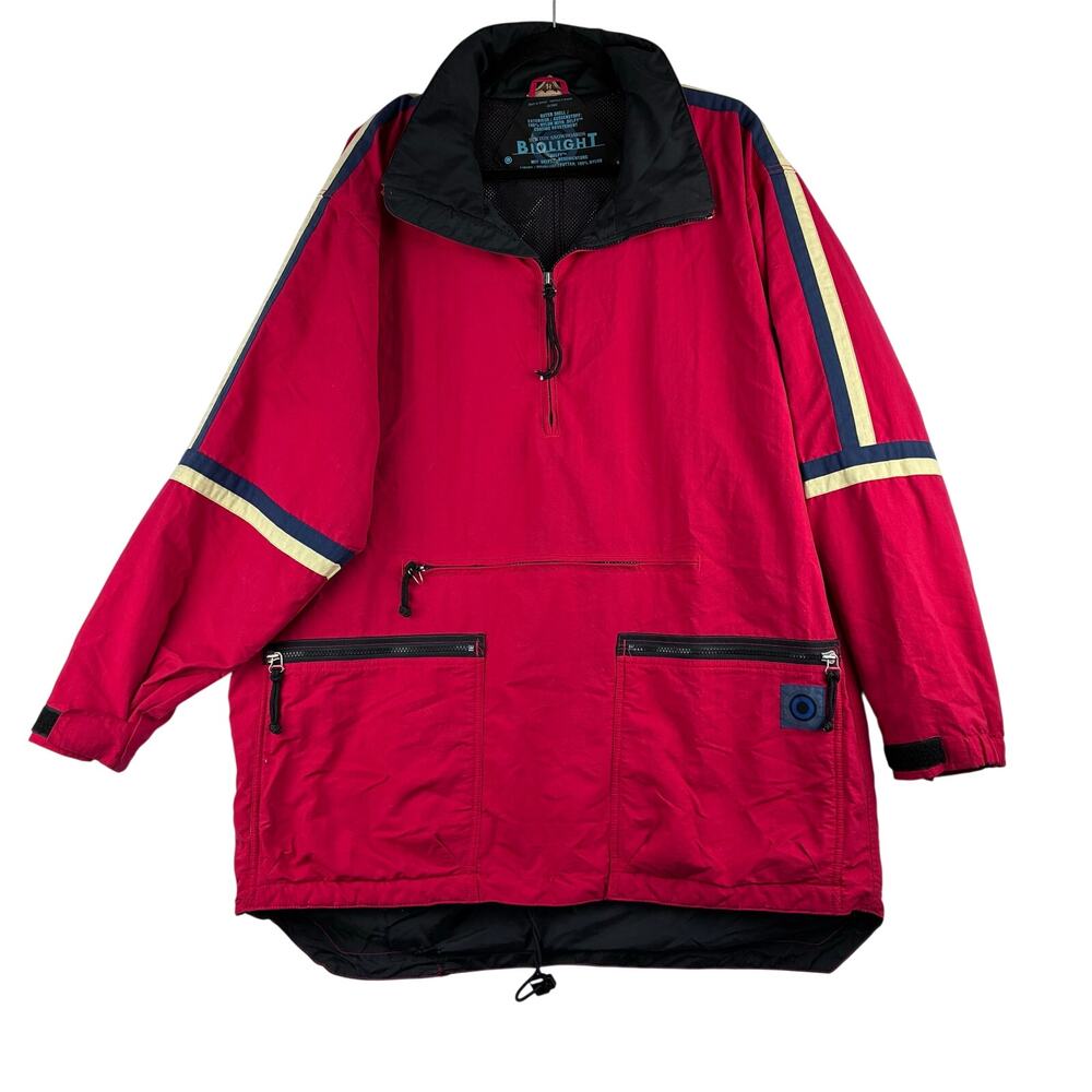 Vintage Burton Snowboards Biolight Anorak 1/4 Zip Jacket Men's Large Red READ